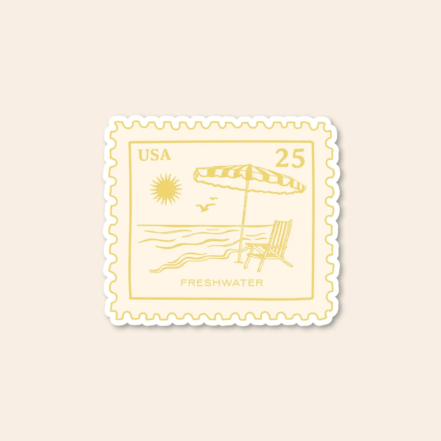 Sunny Beach Postage Stamp Sticker