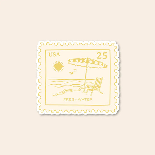 Sunny Beach Postage Stamp Sticker
