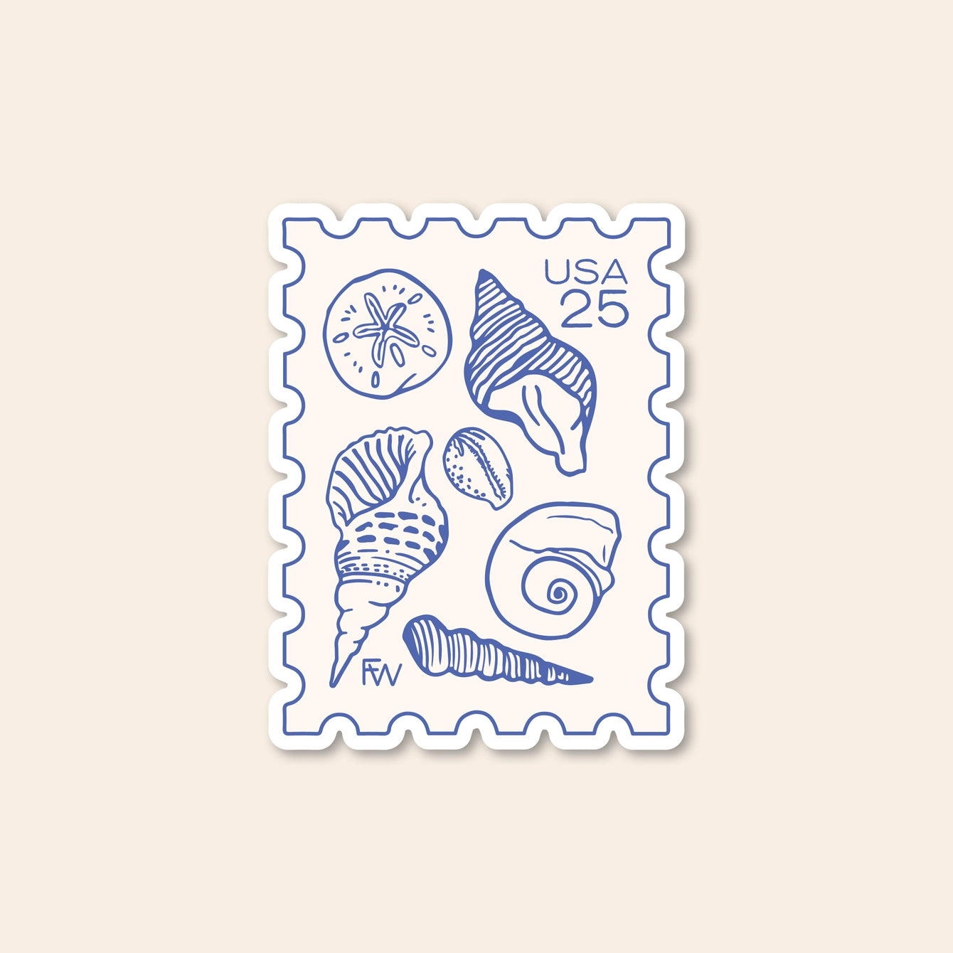 Blue Beachcomber Postage Stamp Sticker
